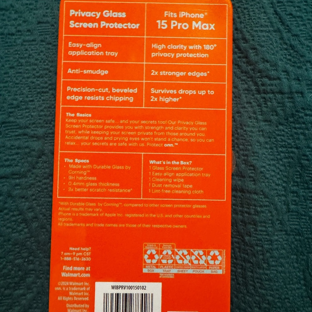 On Running Orange Privacy Glass Screen Protector - Picture 2 of 2